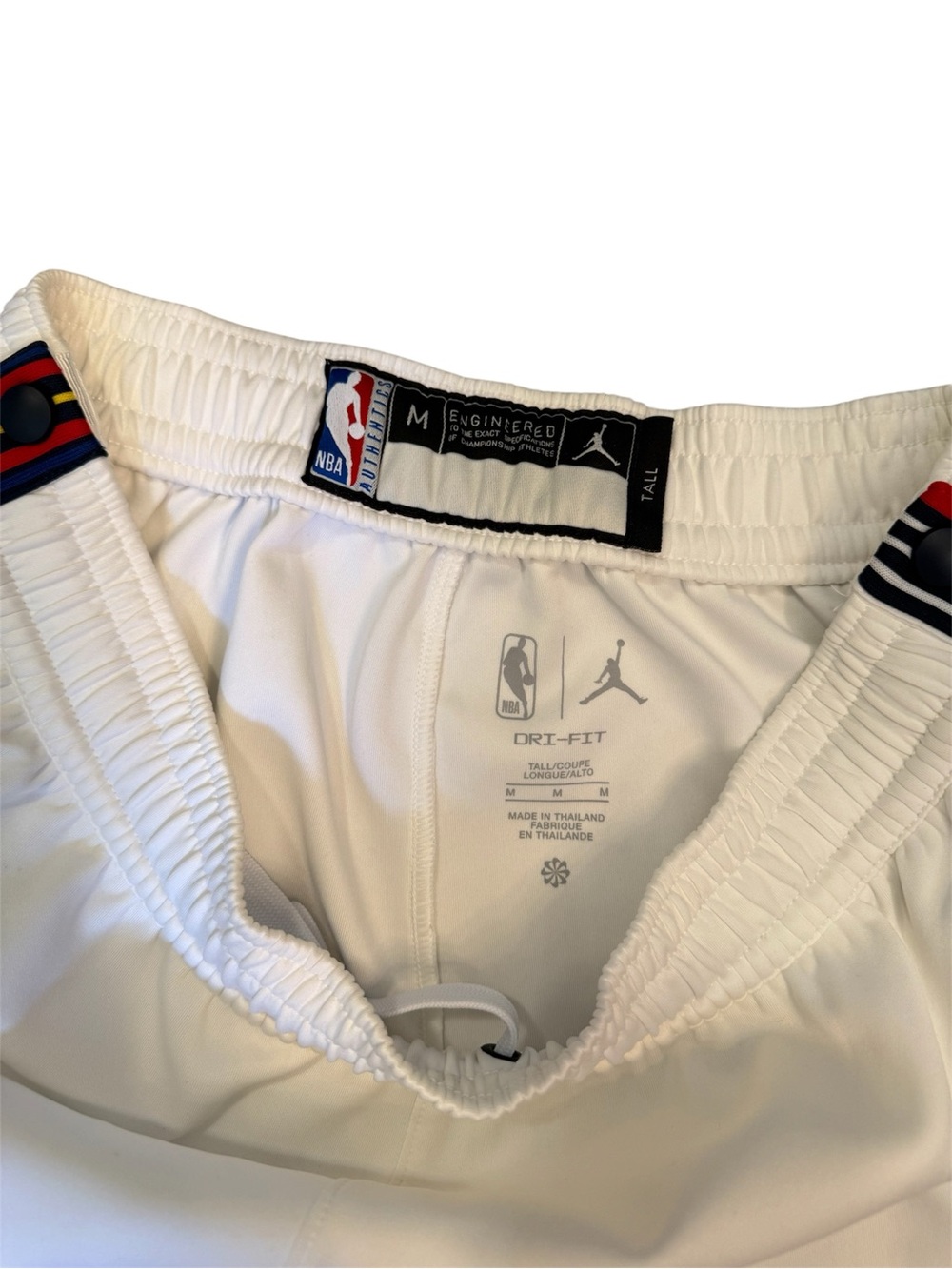 Jordan White NBA Dri-FIT Tear Away Pants with Red, Blue and Yellow Accents - Picture 8 of 10